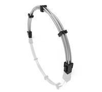 LINKUP - 50cm Cavo di Prolunga di Alimentazione per PC Rivestito in Silicone Guaina Metallica Morbido e Flessibile per Instradare CPU Con Kit a Pettine┃1x 4P CPU EPS┃500mm - Argento