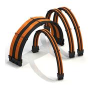 LINKUP - 50cm Cavo di Prolunga PSU Super Morbido e Flessibile con Guaina Personalizzata GPU PC Intrecciata con Kit Pettine|1x 24 P (20+4)|1x 8 P (4+4) CPU|2x 8 P (6+2) GPU set|500mm - Arancione Nero