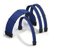 LINKUP - AVA 30cm PSU Personalizzato Prolunga Cavo Alimentatore Mod PC GPU | Intrecciato con Kit Pettine | 1x 24 P (20 + 4) | 1x 8 P (4 + 4) CPU | 2x 8 P (6 + 2) GPU | 300mm - Blu Nero