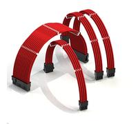 LINKUP - AVA 30cm PSU Personalizzato Prolunga Cavo Alimentatore Mod PC GPU | Intrecciato con Kit Pettine | 1x 24 P (20 + 4) | 1x 8 P (4 + 4) CPU | 2x 8 P (6 + 2) GPU | 300mm - Rosso
