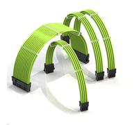 LINKUP - AVA 50cm PSU Personalizzato Prolunga Cavo Alimentatore Mod PC GPU | Intrecciato con Kit Pettine | 1x 24 P (20 + 4) | 1x 8 P (4 + 4) CPU | 2x 8 P (6 + 2) GPU | 500mm - Verde