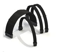 LINKUP - AVA 50cm PSU Personalizzato Prolunga Cavo Alimentatore Mod PC GPU|Intrecciato con Kit Pettine|Confezione da 4|1x 24 P (20 + 4)|1x 8 P (4 + 4) CPU|2x 8 P (6 + 2) GPU|500mm - Nero -