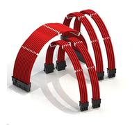 LINKUP - AVA 50cm PSU Personalizzato Prolunga Cavo Alimentatore Mod PC GPU | Intrecciato con Kit Pettine | 1x 24 P (20 + 4) | 2x 8 P (4 + 4) CPU | 2x 8 P (6 + 2) GPU | 500mm - Rosso