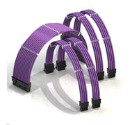 LINKUP - AVA 50cm PSU Personalizzato Prolunga Cavo Alimentatore Mod PC GPU | Intrecciato con Kit Pettine | 1x 24 P (20 + 4) | 2x 8 P (4 + 4) CPU | 2x 8 P (6 + 2) GPU | 500mm - Viola