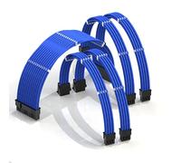 LINKUP - AVA 50cm PSU Personalizzato Prolunga Cavo Alimentatore Mod PC GPU | Intrecciato con Kit Pettine | 1x 24 P (20 + 4) | 2x 8 P (4 + 4) CPU | 2x 8 P (6 + 2) GPU | 500mm - Blu