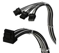 LINKUP - Cavo di Alimentazione PCIE 5.0 Angolo Destro 16Pin (12+4) to 3x8Pin | 16AWG Rivestito | Compatibile con GPU RTX50 & RTX40 & RTX30 FE | Progettato solo per PSU ASUS/EVGA | 70cm