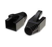 LINKUP - RJ45 Connector Boots for Large Diameter Wires | Fits Cat6A Modular Plugs | for Round Cable | Black [50 Packs]
