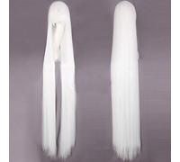 LINLINCD - 150 cm Straight Super Long Anime Cosplay Wig with Bangs Synthetic Hair Black Blue Purple Red Orange White Wigs For Women Rose Net White White White Wigs for Women