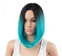 LINLINCD 30 cm rettilineo corto Ombre parrucca Cosplay anime resistente al calore capelli sintetici donna nero blu grigio rosa corto Bob parrucche per festa sky blu