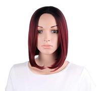 LINLINCD 30 cm rettilineo corto Ombre parrucca Cosplay anime resistente al calore capelli sintetici donna nero blu grigio rosa corto Bob parrucche per feste auburn