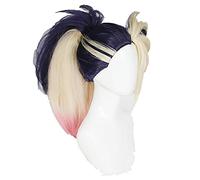 LINLINCD -Akali Kda. Il colore della coda di cavallo malvagio lungo rotolo gioca capelli sintetici resistenti al calore Halloween festa cosplay+parrucca cappuccio