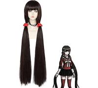LINLINCD Anime Cosplay Parrucca Anime Coser Parrucca Harukawa Maki Cosplay Parrucca Gioco V3 Costume Nero Lungo Diritto Gioco Parrucche per Halloween Costumi Capelli+Fascia
