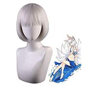 LINLINCD Anime Cosplay Parrucca Anime Coser pruik Gioco Azur Lane Kaga Parrucca corta da donna Cosplay Costume di capelli sintetici resistenti al calore Halloween Party Parrucche di ruolo