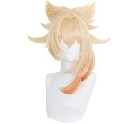 LINLINCD Anime Cosplay Parrucca Gioco Genshin Impatto Ruolo Yoimiya Parrucca Cosplay Ponytail Gradiente Biondo Arancione Capelli Resistente al Calore Halloween Anime Gioco di ruolo
