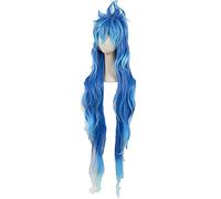LINLINCD Anime Cosplay Parrucca Idia Shroud Cosplay contorta Wonderland Cosplay uomo 120 cm Lungo Ricci Blu Parrucca Cosplay Anime Cosplay Parrucche Sintetiche Resistente al Calore