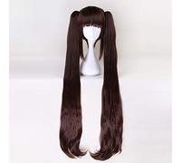 LINLINCD Cioccolato Vanilla Kawaii Lunghe Code di Cavallo Rosa Chiaro Marrone Cosplay Parrucca + Parrucca Cioccolato