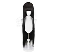 LINLINCD Cosplay wig 100 cm Kakegurui Yumeko Jabami Cosplay parrucche nere rettilinee resistenti al calore parrucca Cosplay parrucca nera