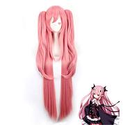 LINLINCD Cosplay wig 100 cm Krul Tepes parrucca lunga dritta Owari senza seraforo dell'estremità sintetica Anime Cosplay parrucca coda di cavallo parrucche arancione