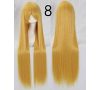 LINLINCD Cosplay wig 100 cm lungo rettilineo parrucche 84 colori 39,3" Full Bangs capelli sintetici resistenti al calore Cosplay costume parrucche + parrucca 8