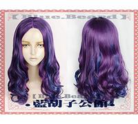 LINLINCD Cosplay wig 2024 prole 3 volte parrucca per adulti lunga 50 cm ricci viola blu sintetici costume moda Cosplay parrucche per donne+parrucca Cap