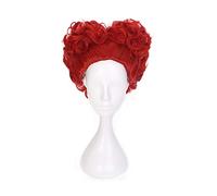 LINLINCD Cosplay wig anime Alice nel paese delle meraviglie La regina rossa rossa breve parrucca riccia Cosplay costume capelli sintetici resistenti al calore donne Cosplay parrucche