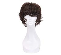 LINLINCD Cosplay wig Anime Bungo Cani randagi Dazai Osamu Parrucca resistente al calore capelli corti e ricci Cosplay Costume Parrucche+Track No+Parrucca Cap Arancione