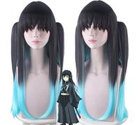 LINLINCD Cosplay wig anime demone uccisione: Kimetsu No Yaiba Tokitou Muichirou Cosplay parrucche gradiente resistente al calore capelli sintetici parrucca+parrucca cappuccio