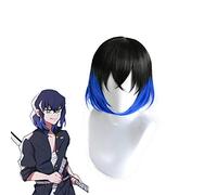 LINLINCD Cosplay wig anime demoni kimetsu no yaiba hashibira inosuke parrucca corta per cosplay costume resistente al calore capelli sintetici da uomo e da donna