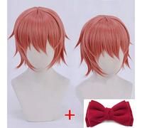 LINLINCD Cosplay wig anime Doki Doki Letteratura Club Sayori Breve Rosa Rosso Resistente al Calore Cosplay Parrucche+Arco Forcina Parrucca E Arco