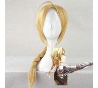 LINLINCD Cosplay wig anime Fullmetal Alchemist Edward Elric Cosplay Parrucca 55 cm media treccia diritta resistente al calore e parrucca