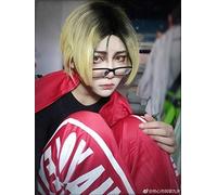LINLINCD Cosplay wig anime Haikyuu !! Kenma Kozume Cosplay Parrucca corta gialla Costume Parrucche Costume Halloween Costumi Capelli+Parrucca Oro
