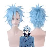 LINLINCD Cosplay wig anime ID: INVADED Fukuda Tamotsu Uomo Parrucca blu Cosplay Costume capelli sintetici resistenti al calore parrucche corte