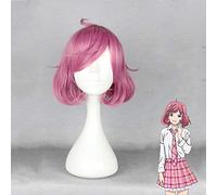 LINLINCD Cosplay wig anime Noragami Ebisu Kofuku Cosplay parrucca corta rosa resistente al calore capelli sintetici Cosplay costume parrucche+parrucca Cap