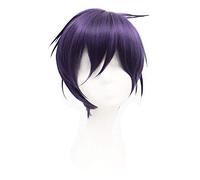 LINLINCD Cosplay wig anime Noragami Yato Parrucca corta viola scuro Cosplay Costume capelli sintetici resistenti al calore uomo donna Cosplay parrucche