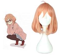 LINLINCD Cosplay wig anime oltre il confine Kuriyama Mirai Parrucca Cosplay Costume Kyokai no Kanata Donne Brevi parrucche per feste di capelli sintetici oltre il confine
