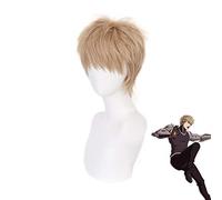 LINLINCD Cosplay wig anime ONE PUNCH-MAN Genos Parrucca corta Cosplay Costume capelli sintetici resistenti al calore uomo Halloween Party Parrucche