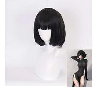 LINLINCD Cosplay wig anime One Punch Man Parrucche Cosplay Fubuki Cosplay Parrucca sintetica resistente al calore capelli Halloween Party + parrucca nera