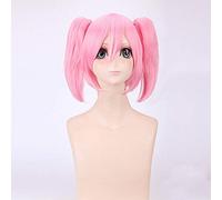 LINLINCD Cosplay wig anime Puella Magi Madoka Magica Kaname Madoka Parrucca per cosplay Costume da donna, capelli sintetici rosa corti Halloween Partito Parrucche