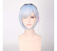 LINLINCD Cosplay wig anime Re: zero inizio vita in un altro mondo Cosplay parrucca Rem Ram testa accessori costume parrucca cosplay costumi Halloween costumi blu solo parrucca