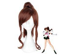 LINLINCD Cosplay wig Anime Sailor Moon Kino Makoto Parrucca Cosplay Costume Sailor Giove Parrucche sintetiche resistenti al calore