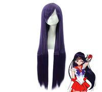 LINLINCD Cosplay wig Anime Sailor Moon Mars Hino Rei Parrucca lunga Cosplay Costume Cosplay capelli sintetici resistenti al calore