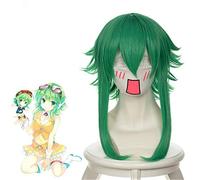 LINLINCD Cosplay wig anime Vocaloid Gumi Megpoid gioco di ruolo GUMI Costume Cosplay Parrucca corta capelli sintetici verdi ricci Halloween party parrucche + cappuccio parrucca