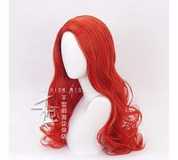 LINLINCD Cosplay wig Aquaman Mera - Parrucca per cosplay, film anime americano, lunghezza 85 cm, ricci ondulati, resistenti al calore, sintetici, parrucca rossa, colore: rosso