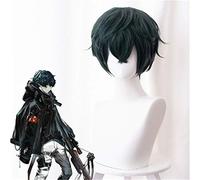 LINLINCD Cosplay wig Arknights Villain Boss Cosplay Parrucca Verde Scuro Ricci Sintesi Capelli Partito Anime Costume Parrucche+Parrucca Cap
