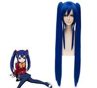 LINLINCD Cosplay wig Biamoxer Wendy Marvell Cosplay parrucche Fairy Tail Final Series TV anime blu lunghe trecce dritte capelli sintetici