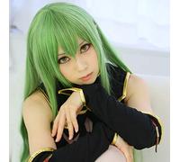 LINLINCD Cosplay wig CODE GEASS Lelouch des Rebellion Code Geass CC Empress 100 cm 39" Verde Lungo Anime Cosplay parrucca + retina per capelli verde