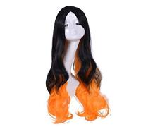 LINLINCD Cosplay wig Cosplay Ghost Blade Forno Fagioli Cos Parrucca dissolvenza capelli lunghi ricci ad alta temperatura maglia rosa seta taglia unica arancione