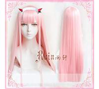 LINLINCD Cosplay wig DARLING di alta qualità nelle parrucche FRANXX 02 Zero Two Parrucca capelli sintetici rosa lunghi 100 cm Cosplay anime parrucca e forcina per capelli