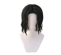 LINLINCD Cosplay wig demoni uccisione Kimetsu no Yaiba Kibutsuji Muzan, parrucca nera per cosplay, costume da uomo e donna, resistente al calore, capelli ricci, feste, cosplay