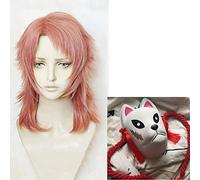 LINLINCD Cosplay wig demoni uccisione Kimetsu no Yaiba Sabito Parrucca Cos Parrucca per capelli sintetici resistenti al calore Parrucca e maschera per cosplay